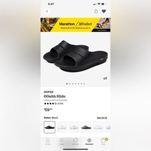 OOFOS 00ahh Slide black size
Men's 5, Women's 7, Medium New.